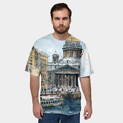 Футболка оверсайз мужская Новогодний снежный Питер, цвет: 3D-принт — фото 2
