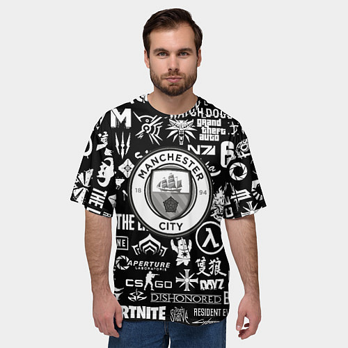 Мужская футболка оверсайз Манчестер сити логотипы игр / 3D-принт – фото 3