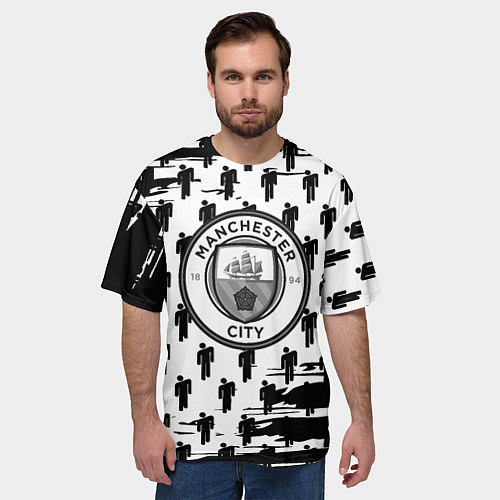 Мужская футболка оверсайз Манчестер сити краски люди / 3D-принт – фото 3