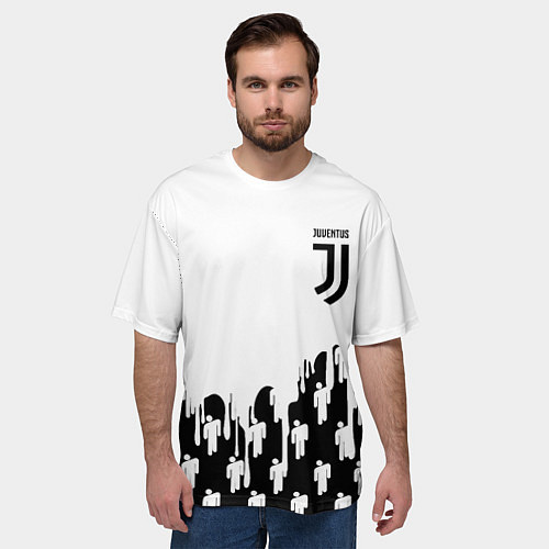 Мужская футболка оверсайз Ювентус краски люди / 3D-принт – фото 3