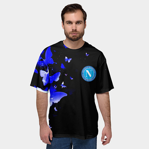 Мужская футболка оверсайз Наполи бабочки текстура / 3D-принт – фото 3