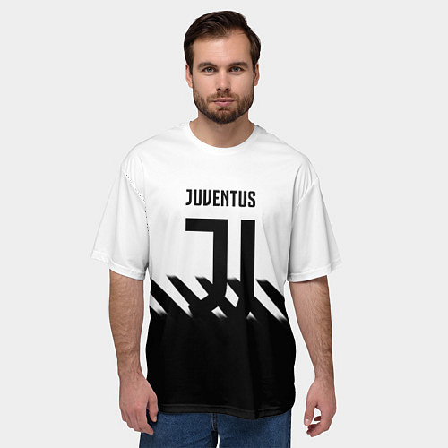 Мужская футболка оверсайз Ювентус полосы геометрия линии / 3D-принт – фото 3