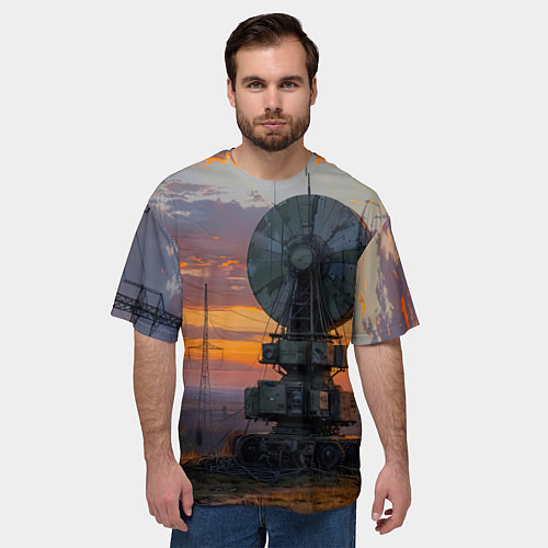 Мужская футболка оверсайз Радиоэфир на закате / 3D-принт – фото 3