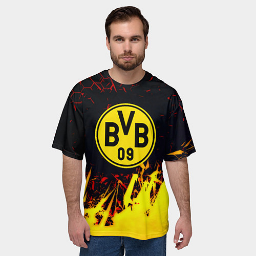 Мужская футболка оверсайз Borussia краски соты / 3D-принт – фото 3