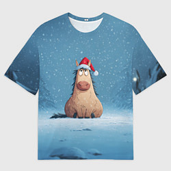 Футболка оверсайз мужская Удивленная забавная лошадка, цвет: 3D-принт