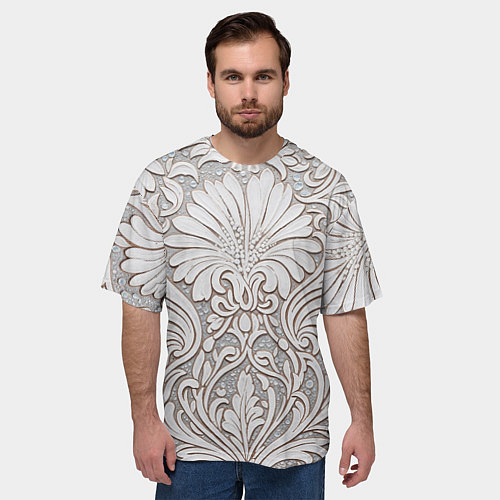 Мужская футболка оверсайз Вензельные цветы / 3D-принт – фото 3