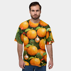 Футболка оверсайз мужская Мандариновое настроение, цвет: 3D-принт — фото 2