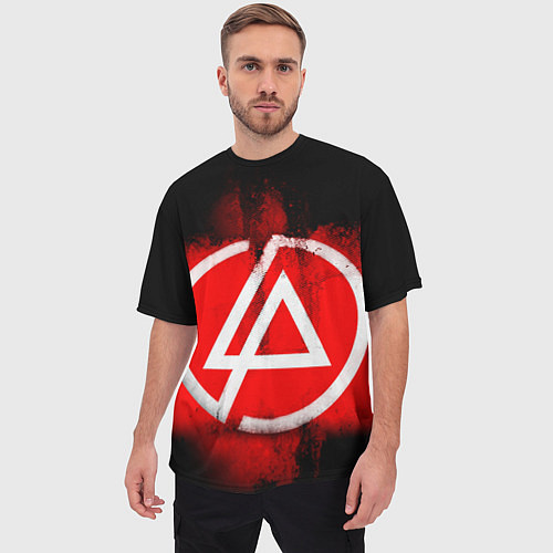 Мужская футболка оверсайз Linkin Park: Red style / 3D-принт – фото 3