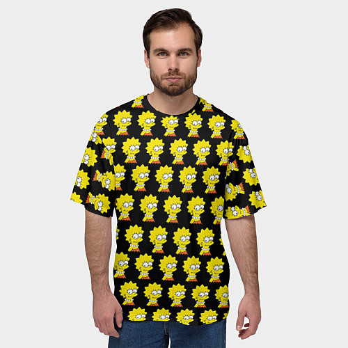 Мужская футболка оверсайз Лиза Симпсон: узор / 3D-принт – фото 3