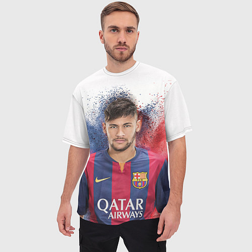Мужская футболка оверсайз Neymar FCB / 3D-принт – фото 3