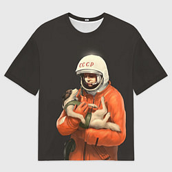 Футболка оверсайз мужская Гагарин с лайкой, цвет: 3D-принт