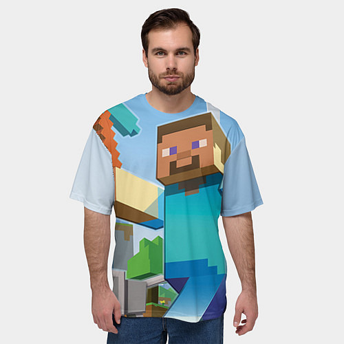 Мужская футболка оверсайз Minecraft World / 3D-принт – фото 3