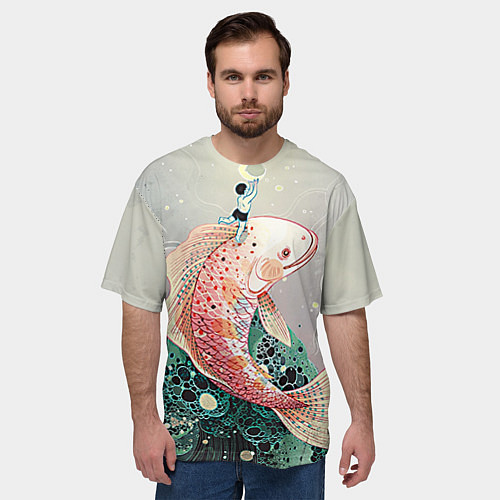 Мужская футболка оверсайз Рыба / 3D-принт – фото 3