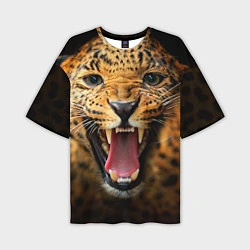Мужская футболка оверсайз Рык леопарда