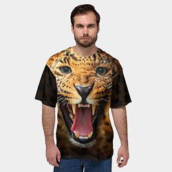 Футболка оверсайз мужская Рык леопарда, цвет: 3D-принт — фото 2