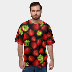 Футболка оверсайз мужская Клубничка, цвет: 3D-принт — фото 2