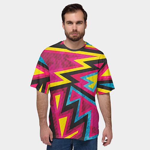 Мужская футболка оверсайз Геометрия / 3D-принт – фото 3