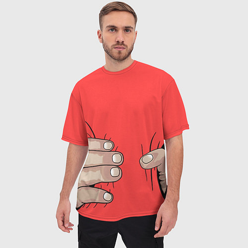 Мужская футболка оверсайз Рука / 3D-принт – фото 3