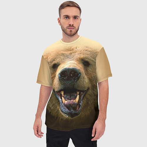 Мужская футболка оверсайз Взгляд медведя / 3D-принт – фото 3