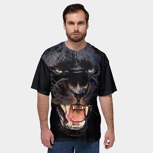 Мужская футболка оверсайз Пантера / 3D-принт – фото 3