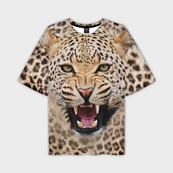 Мужская футболка оверсайз Взгляд леопарда