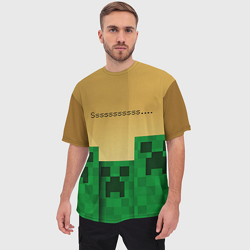 Мужская футболка оверсайз Minecraft Sssss / 3D-принт – фото 3