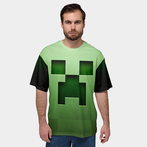 Мужская футболка оверсайз Creeper Face / 3D-принт – фото 3