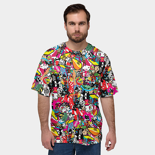 Мужская футболка оверсайз Стикербомбинг / 3D-принт – фото 3