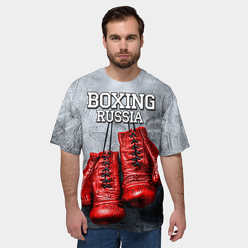 Мужская футболка оверсайз Boxing Russia / 3D-принт – фото 3