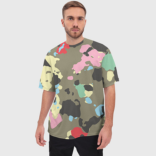 Мужская футболка оверсайз Камуфляж: микс цветов / 3D-принт – фото 3