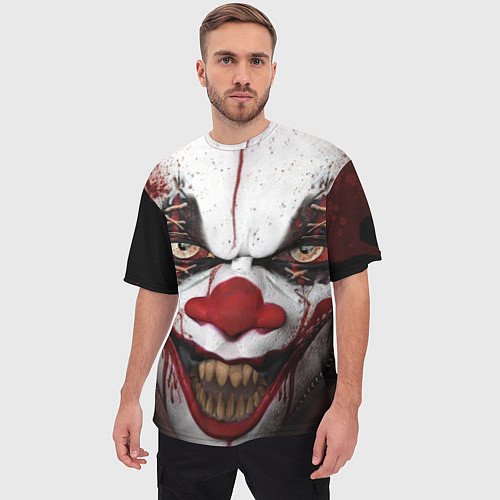 Мужская футболка оверсайз Зомби клоун / 3D-принт – фото 3