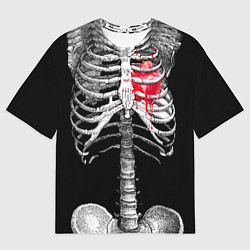 Футболка оверсайз мужская Скелет с сердцем, цвет: 3D-принт