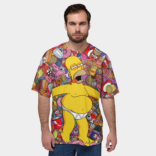 Мужская футболка оверсайз Рай Гомера / 3D-принт – фото 3