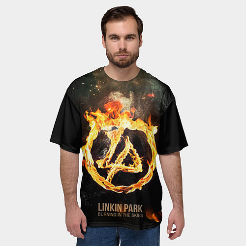 Мужская футболка оверсайз Linkin Park: Burning the skies / 3D-принт – фото 3