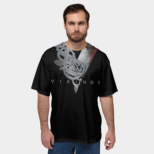 Мужская футболка оверсайз Vikings Emblem / 3D-принт – фото 3