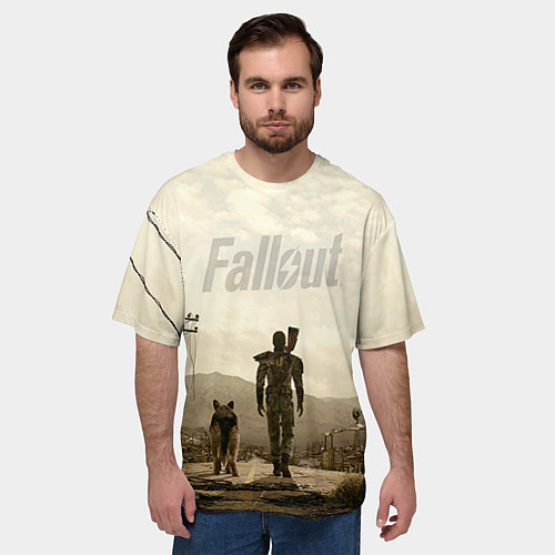 Мужская футболка оверсайз Fallout City / 3D-принт – фото 3