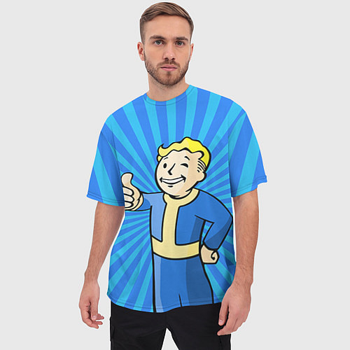 Мужская футболка оверсайз Fallout Blue / 3D-принт – фото 3