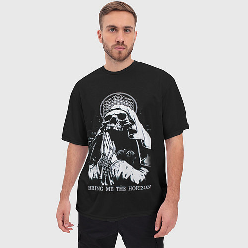 Мужская футболка оверсайз BMTH: Skull Pray / 3D-принт – фото 3