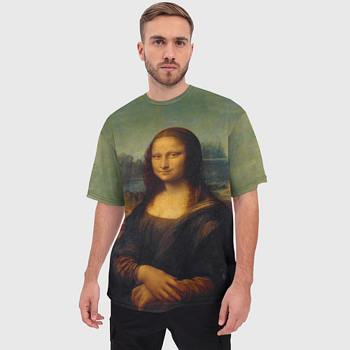 Мужская футболка оверсайз Леонардо да Винчи - Мона Лиза / 3D-принт – фото 3
