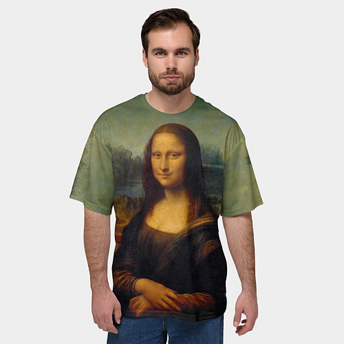 Мужская футболка оверсайз Леонардо да Винчи - Мона Лиза / 3D-принт – фото 3