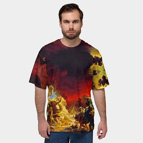Мужская футболка оверсайз Брюллов Последний день Помпеи / 3D-принт – фото 3