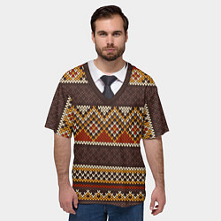 Футболка оверсайз мужская Зимний узор с галстуком, цвет: 3D-принт — фото 2