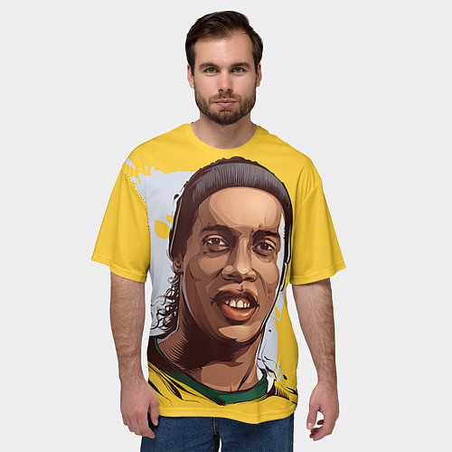 Мужская футболка оверсайз Ronaldinho Art / 3D-принт – фото 3