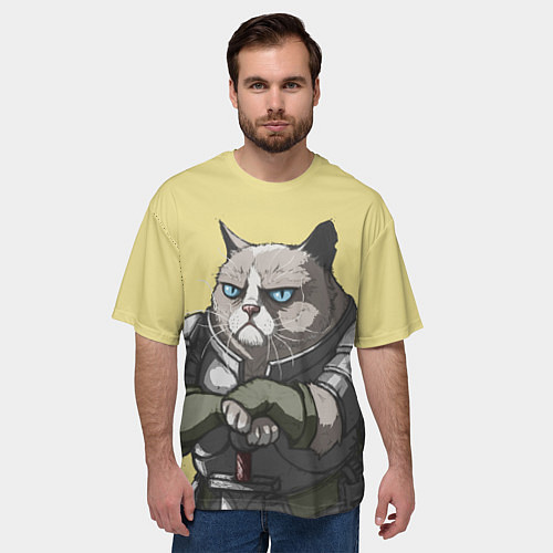 Мужская футболка оверсайз Кот / 3D-принт – фото 3
