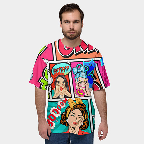Мужская футболка оверсайз POP ART / 3D-принт – фото 3