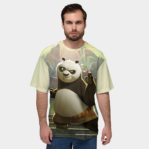 Мужская футболка оверсайз Кунг фу панда / 3D-принт – фото 3