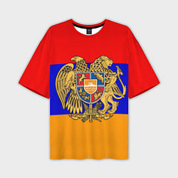 Футболка оверсайз мужская Герб и флаг Армении, цвет: 3D-принт