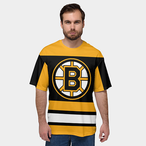 Мужская футболка оверсайз Boston Bruins / 3D-принт – фото 3