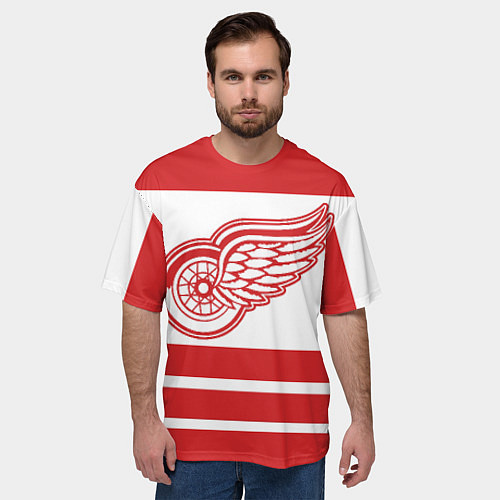 Мужская футболка оверсайз Detroit Red Wings / 3D-принт – фото 3