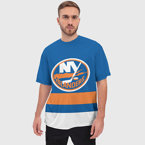 Мужская футболка оверсайз New York Islanders / 3D-принт – фото 3